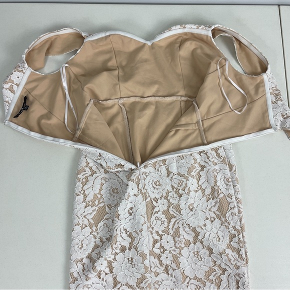 Lulus Table for Two White Lace Off Shoulder Midi Dress Size Medium NWT Bridal - Picture 12 of 15